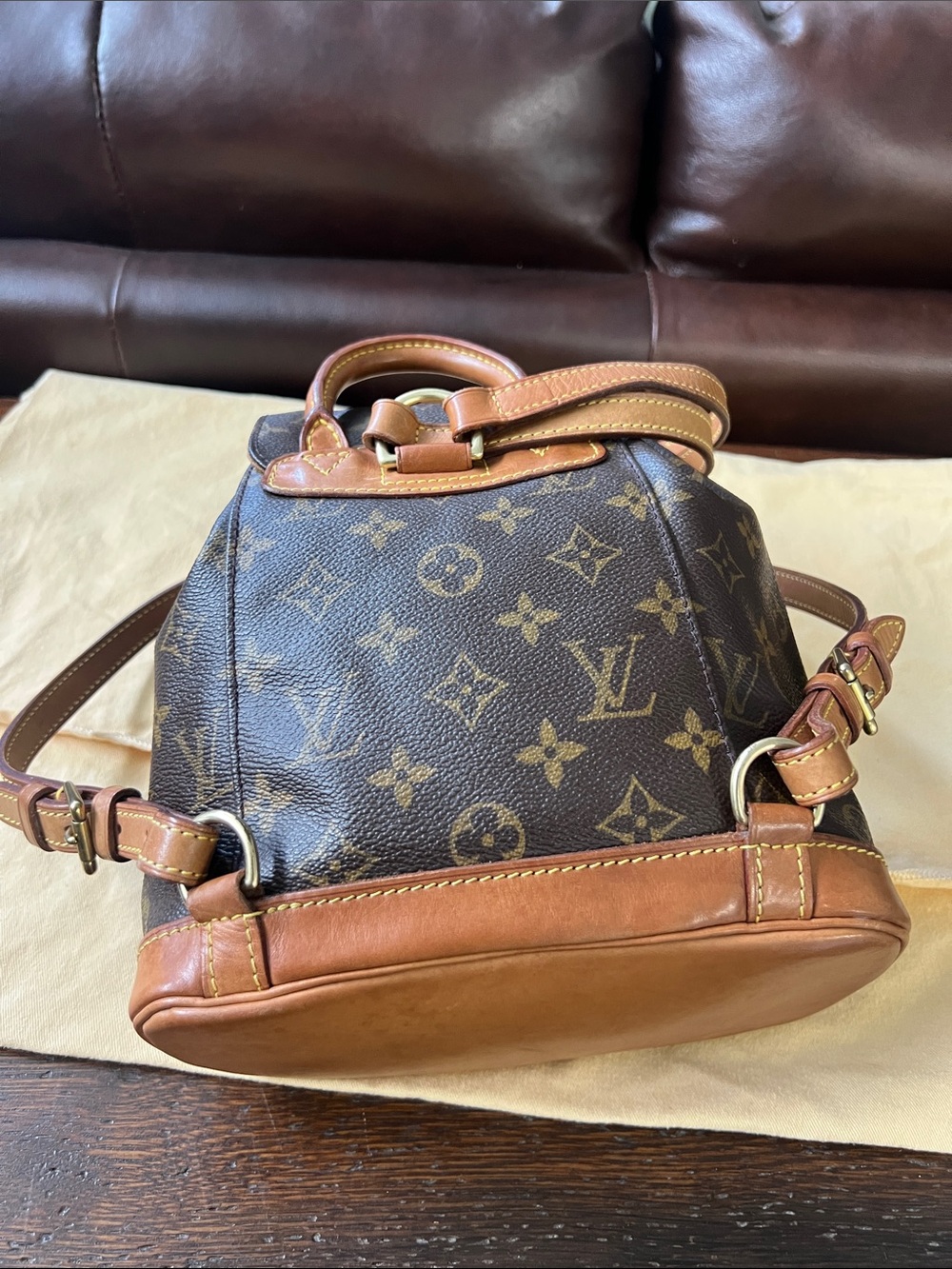 Louis Vuitton Monogram Mini Backpack in Brown and Tan Leather Trim - Picture 8 of 11